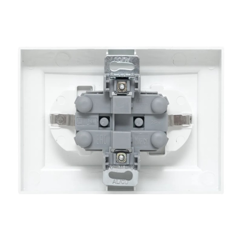 Розетка с/у Минск ERR16-128-100, 2 гнезда, с/з, з/ш, белая