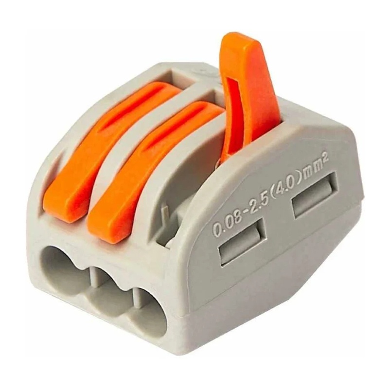 Клемма с рычажком WAGO 222-413 без пасты, 3 провода 0,08-2,5 мм2 (20 шт.)