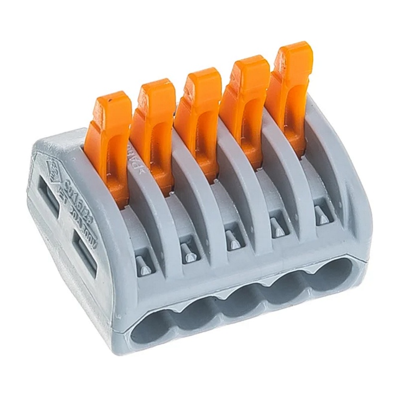 Клемма с рычажком WAGO 222-415 без пасты, 5 проводов 0,08-2,5 мм2 (40 шт.)