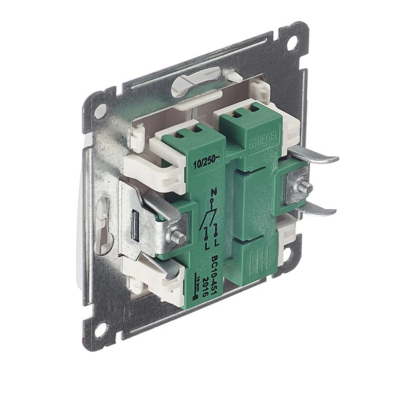 Выключатель с/у Master ВС10-451, 2 клавиши, б/инд, белый