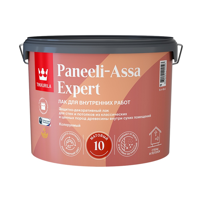 Лак в/д интерьерный для стен Tikkurila Panelli-Assa Expert ЕР мат. (9 л)