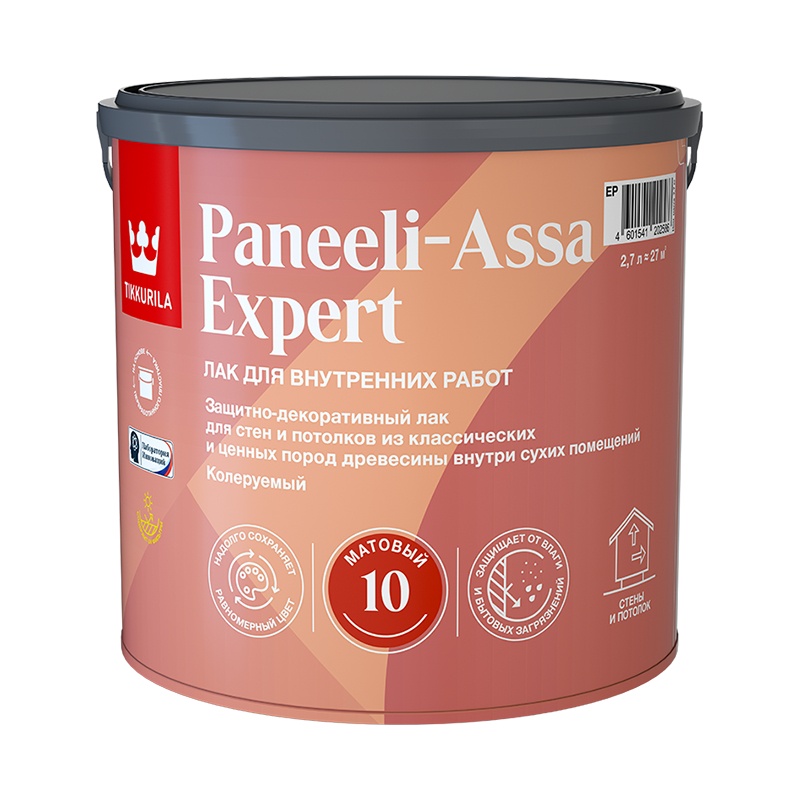 Лак в/д интерьерный для стен Tikkurila Panelli-Assa Expert ЕР мат. (2,7 л)