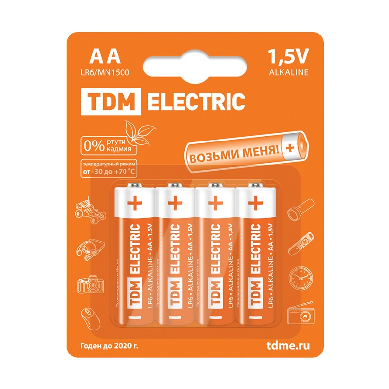 Батарейки алкалиновые TDM тип LR6/АА, 1,5 В (4 шт.)