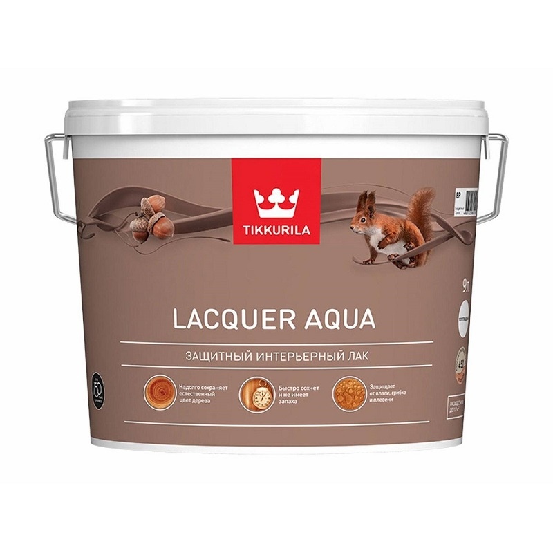 Лак Tikkurila Euro Lacquer Aqua полуглянцевый (9 л)