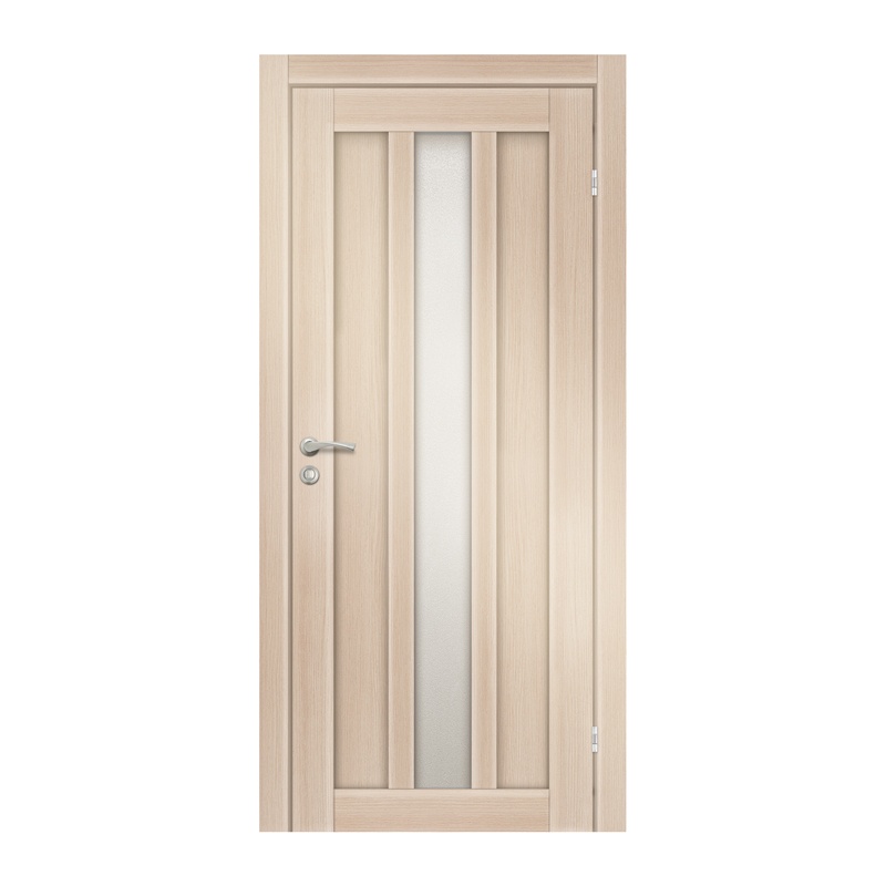 Полотно дверное Olovi Колорадо 1, со стеклом, беленый дуб, б/п, б/ф (800х2000 мм)