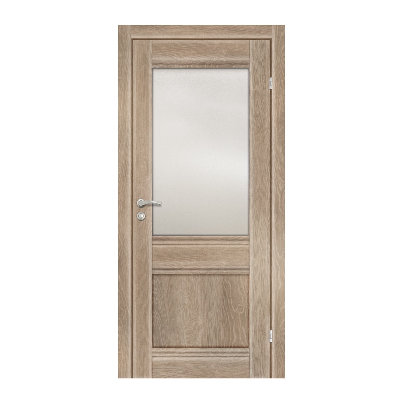 Полотно дверное Olovi Невада 1, со стеклом, дуб шале, б/п, б/ф (700х2000 мм)