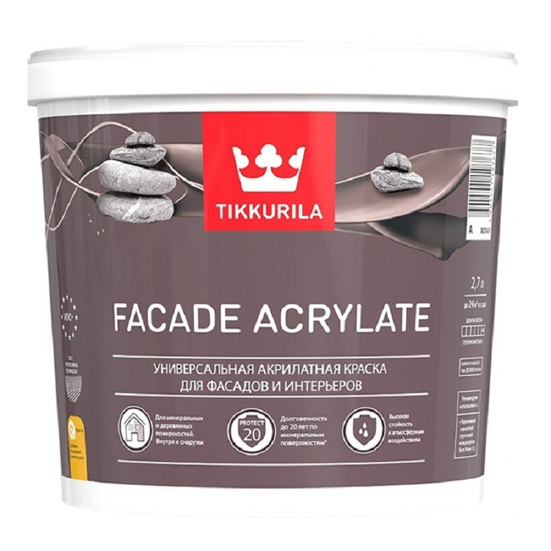 Краска фасадная Tikkurila Facade Acrylate основа C матовая (2,7 л)