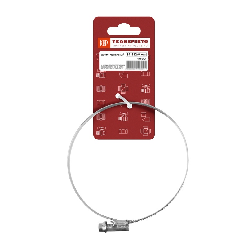 Хомут червячный Klip 27136-1, 87-112/9 мм