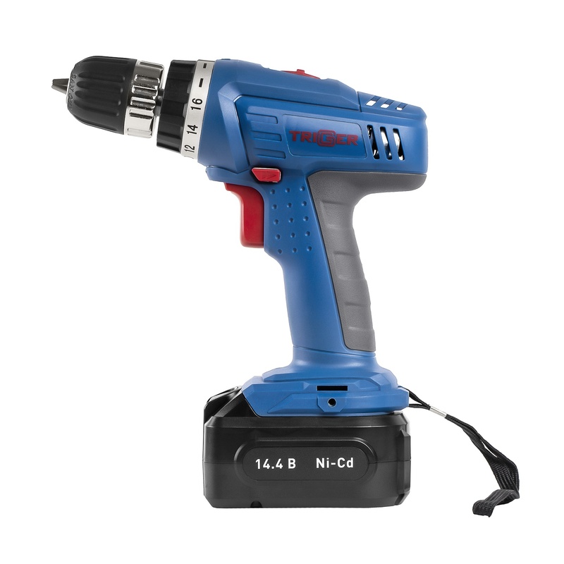 Дрель-шуруповерт Trigger 20002, 2 аккумулятора (1,5Ач), 10 мм, 14,4V, кейс