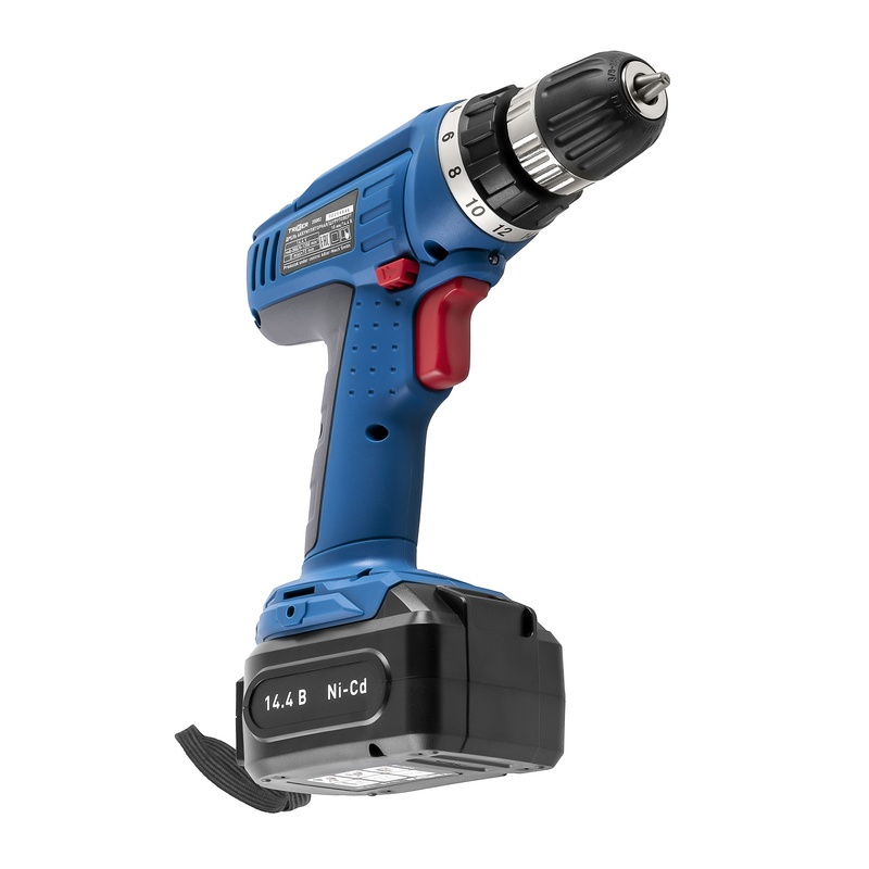 Дрель-шуруповерт Trigger 20002, 2 аккумулятора (1,5Ач), 10 мм, 14,4V, кейс