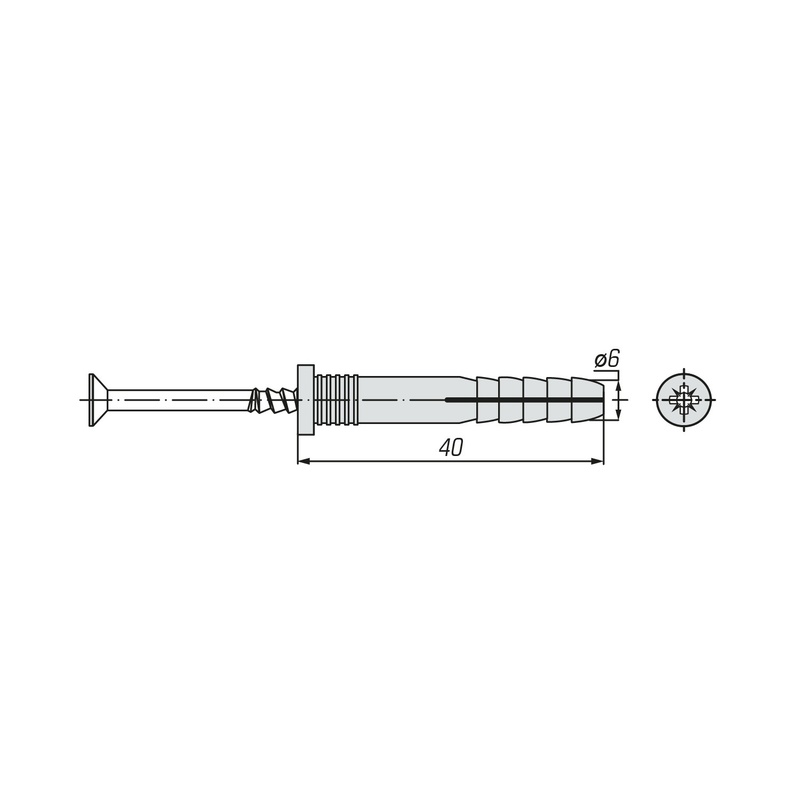 Дюбель-гвоздь SWFS 6L40 (200 шт)