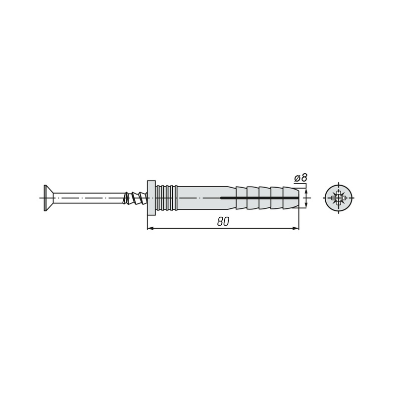 Дюбель-гвоздь SWFS 8L80 (1500 шт)