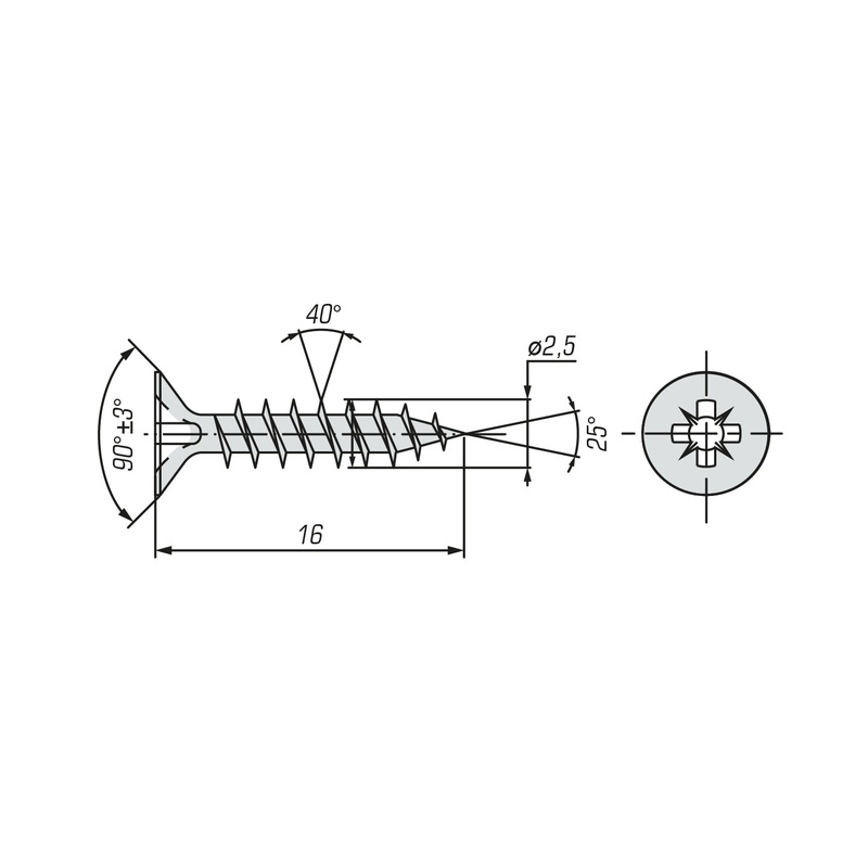Саморез ШУЦ SWFS 2,5х16 (25 шт) пакетик