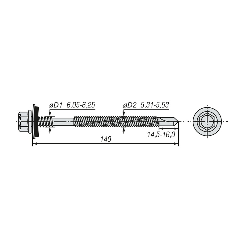 Саморез для сэндвич-панелей SWFS 6,3/5,5х140 (700 шт)