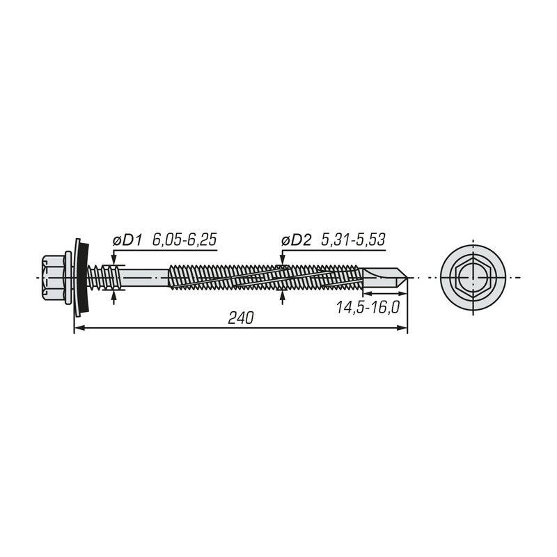 Саморез для сэндвич-панелей SWFS 6,3/5,5х240 (50 шт)