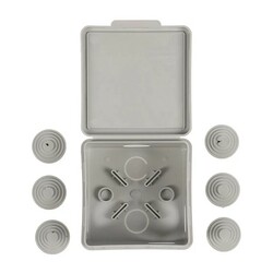 Коробка разветвительная о/у 100х100х55 мм, 8 вводов, серая IP54