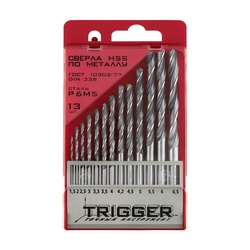 Набор сверл по металлу Trigger 74341 P6M5 1,5-6,5 мм (набор 13 шт.)