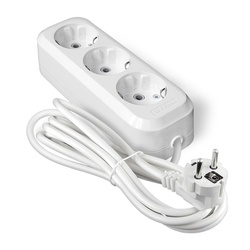 Удлинитель бытовой 9631978, 3 гнезда, ПВС 3х1, 2990 Вт, с/з, 5 м, белый
