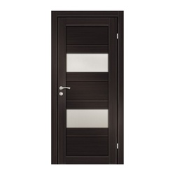 Полотно дверное OLOVI Аризона2 экошпон Венге М7 со стеклом с притвором с замком