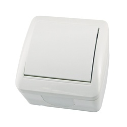 Выключатель о/у Селигер SQ1818-0001, 1 клавиша, б/инд, IP44, белый