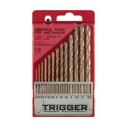 Набор сверл по металлу Trigger 74342 P6M5K5 1,5-6,5 мм (набор 13 шт.)