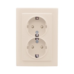 Розетка с/у Минск ERR16-128-200, 2 гнезда, с/з, з/ш, бежевая