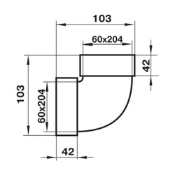 Колено вертикальное Наш Вент 8282, 90 градусов, 204х60 мм