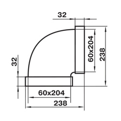 Колено горизонтальное Наш Вент 8281, 90 градусов, 204х60 мм