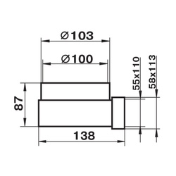 Колено соединительное Наш Вент 521, d=100 мм, 110х55 мм