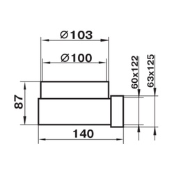Колено соединительное Наш Вент 721, d=100 мм, 120х60 мм